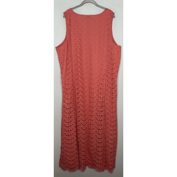Isaac Mizrahi Live Womens Peach Floral Sleeveless Lace Maxi Dress Plus Size 3x - Picture 7 of 7
